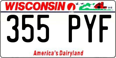 WI license plate 355PYF