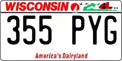 WI license plate 355PYG