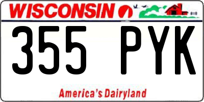 WI license plate 355PYK