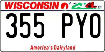 WI license plate 355PYO