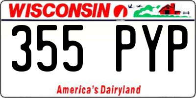 WI license plate 355PYP