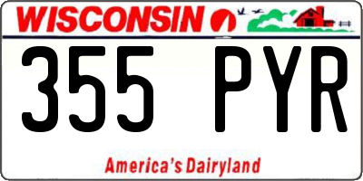 WI license plate 355PYR
