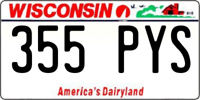 WI license plate 355PYS
