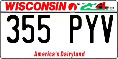 WI license plate 355PYV