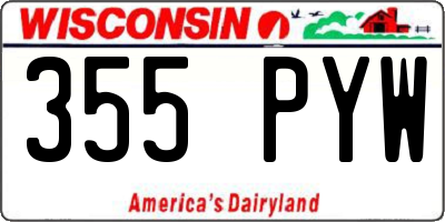 WI license plate 355PYW