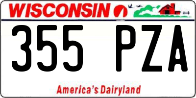 WI license plate 355PZA
