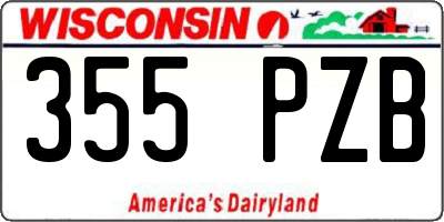 WI license plate 355PZB