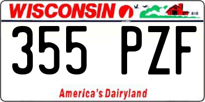 WI license plate 355PZF