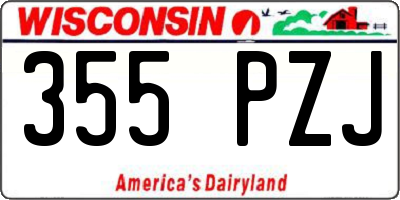 WI license plate 355PZJ