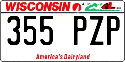WI license plate 355PZP