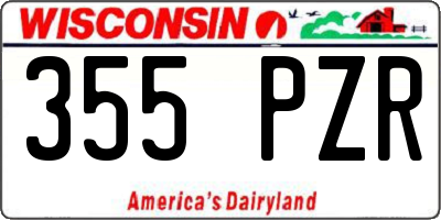 WI license plate 355PZR