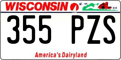 WI license plate 355PZS