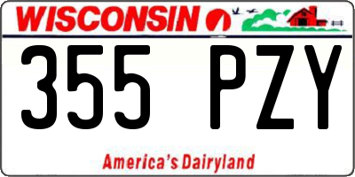 WI license plate 355PZY