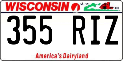 WI license plate 355RIZ
