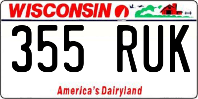 WI license plate 355RUK