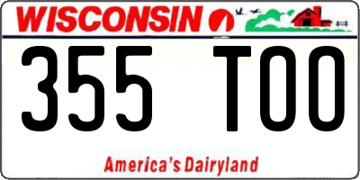 WI license plate 355TOO