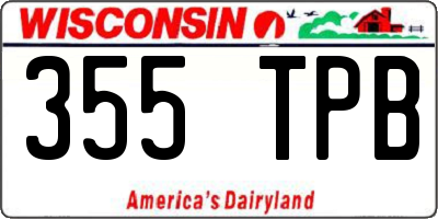 WI license plate 355TPB