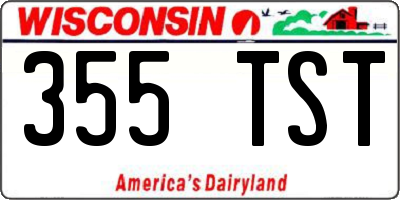 WI license plate 355TST