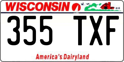 WI license plate 355TXF