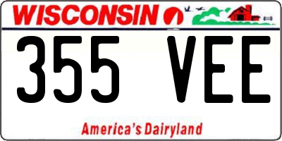 WI license plate 355VEE