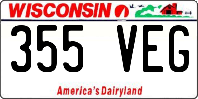 WI license plate 355VEG