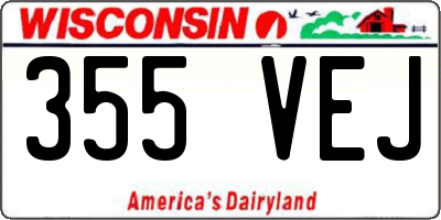 WI license plate 355VEJ