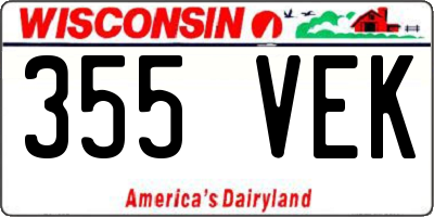 WI license plate 355VEK
