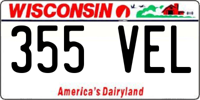 WI license plate 355VEL