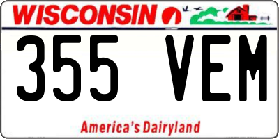 WI license plate 355VEM