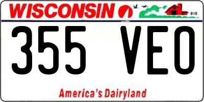 WI license plate 355VEO