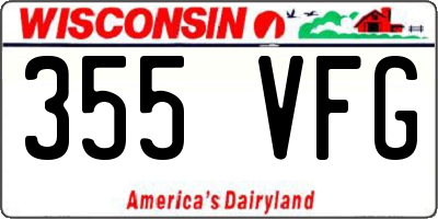 WI license plate 355VFG