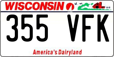 WI license plate 355VFK
