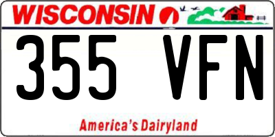 WI license plate 355VFN