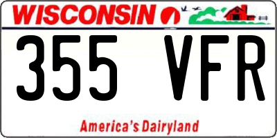 WI license plate 355VFR