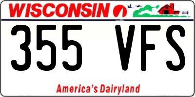 WI license plate 355VFS