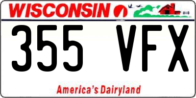 WI license plate 355VFX