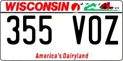 WI license plate 355VOZ