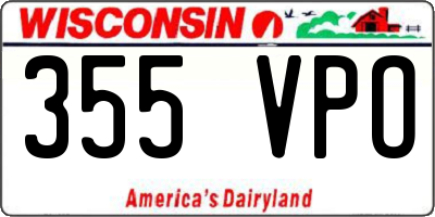 WI license plate 355VPO