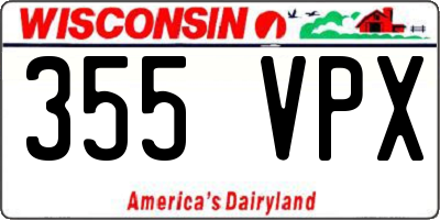 WI license plate 355VPX
