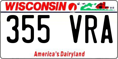 WI license plate 355VRA