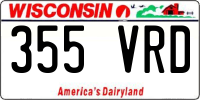 WI license plate 355VRD