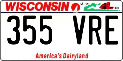 WI license plate 355VRE