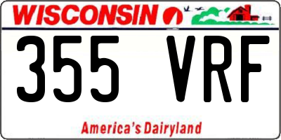 WI license plate 355VRF