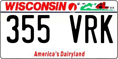 WI license plate 355VRK