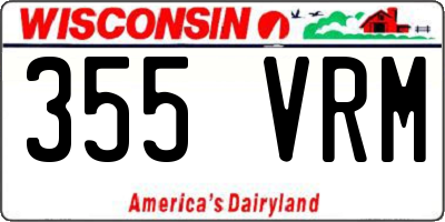 WI license plate 355VRM