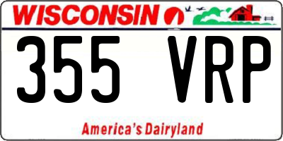 WI license plate 355VRP
