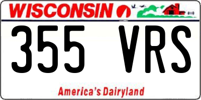 WI license plate 355VRS