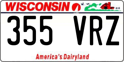 WI license plate 355VRZ