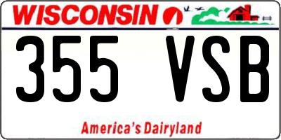 WI license plate 355VSB