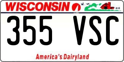 WI license plate 355VSC
